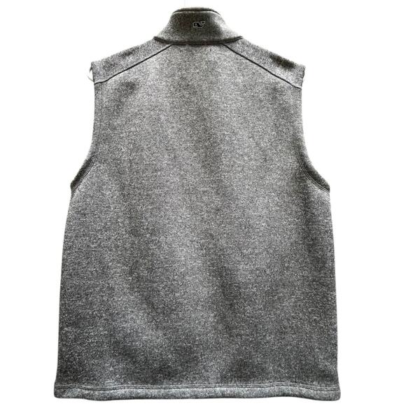 Vineyard Vines Full Zip Knit Vest Gray Navy Fleece Lined Pockets Men's Small - Picture 7 of 8